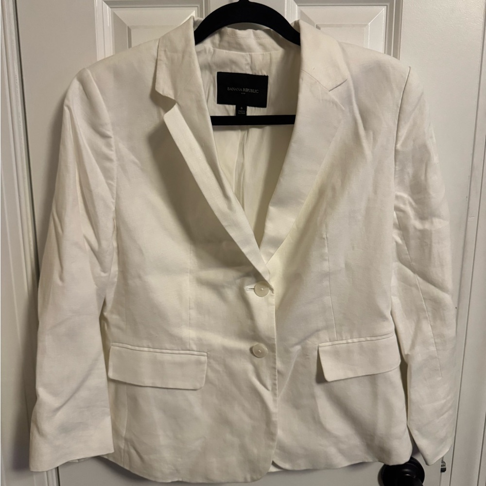 Banana Republic Women's White Two-Button Blazer